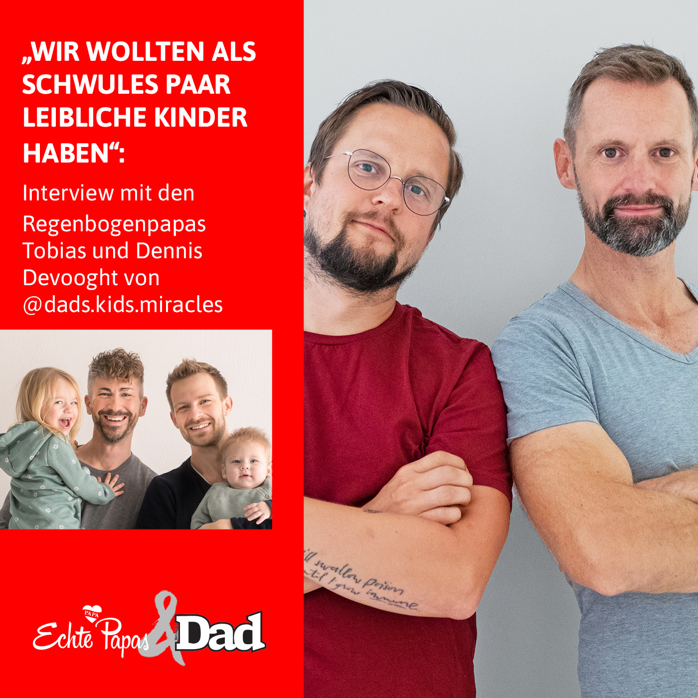 „Wir wollten als schwules Paar leibliche Kinder haben“: Interview mit den Regenbogenpapas Tobias und Dennis Devooght