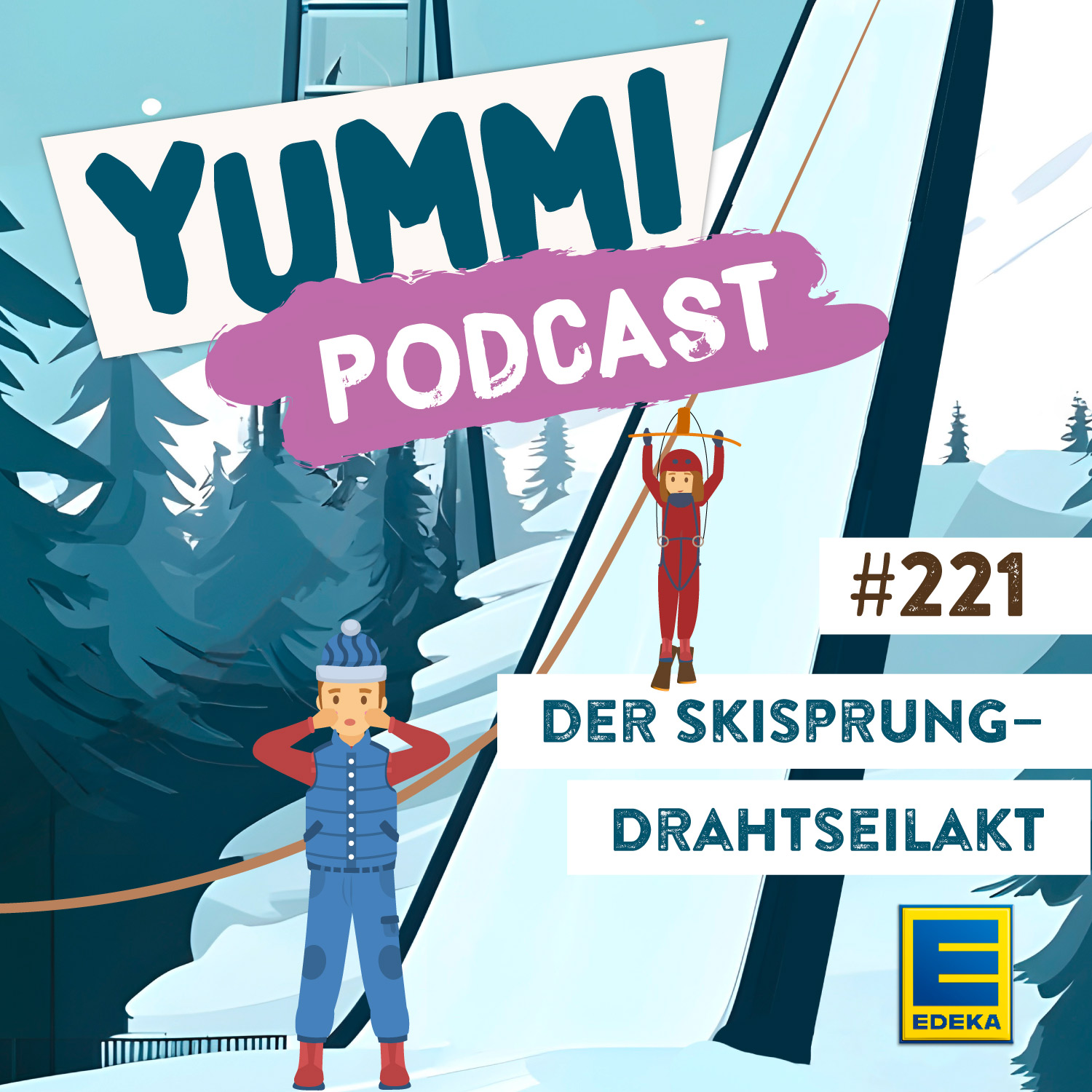 Der Skisprung-Drahtseil-Akt
