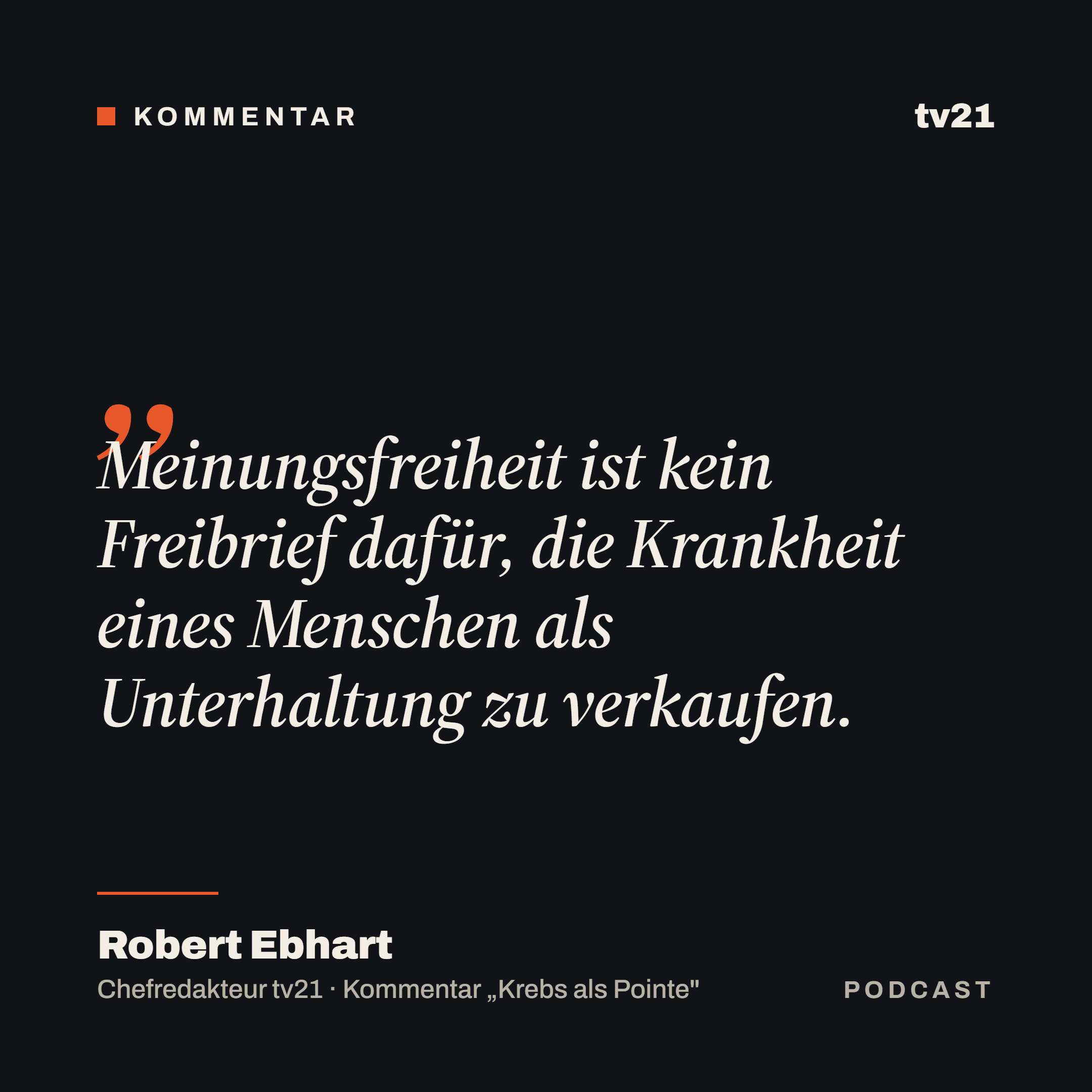 Krebs als Pointe: Provokation und Verantwortung bei oe24 episode artwork