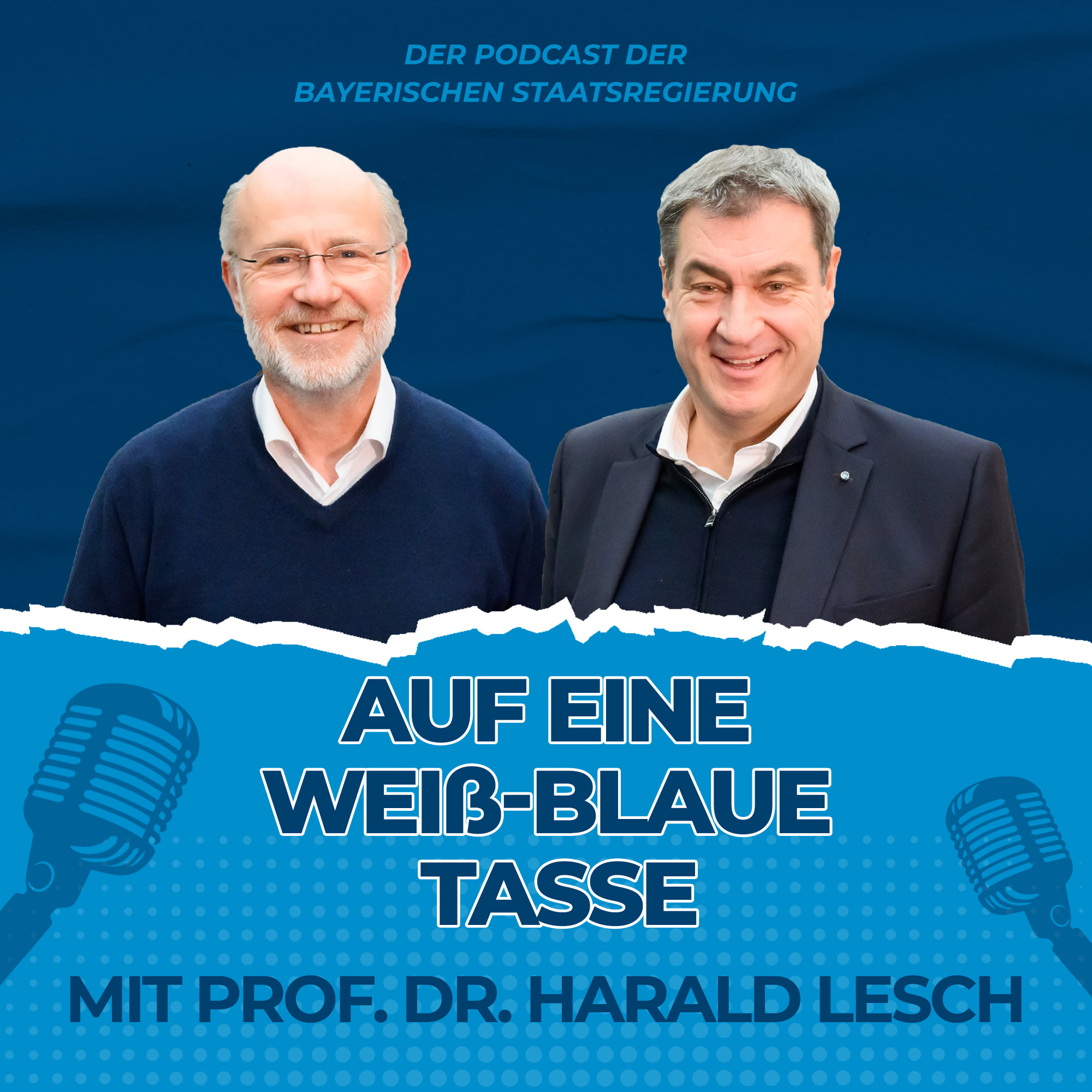 Auf eine weiß-blaue Tasse