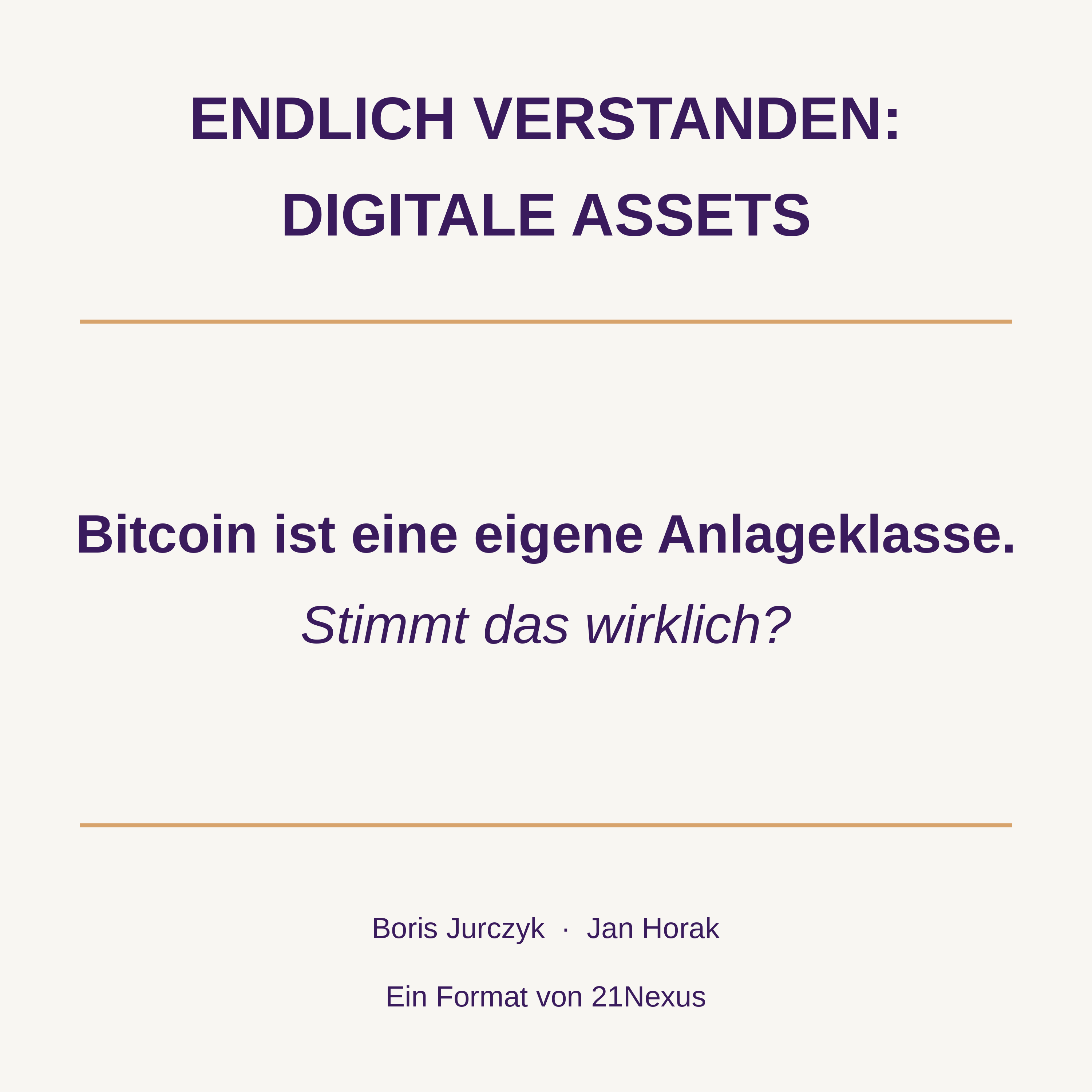 Bitcoin ist eine eigene Anlageklasse. Stimmt das wirklich? episode artwork