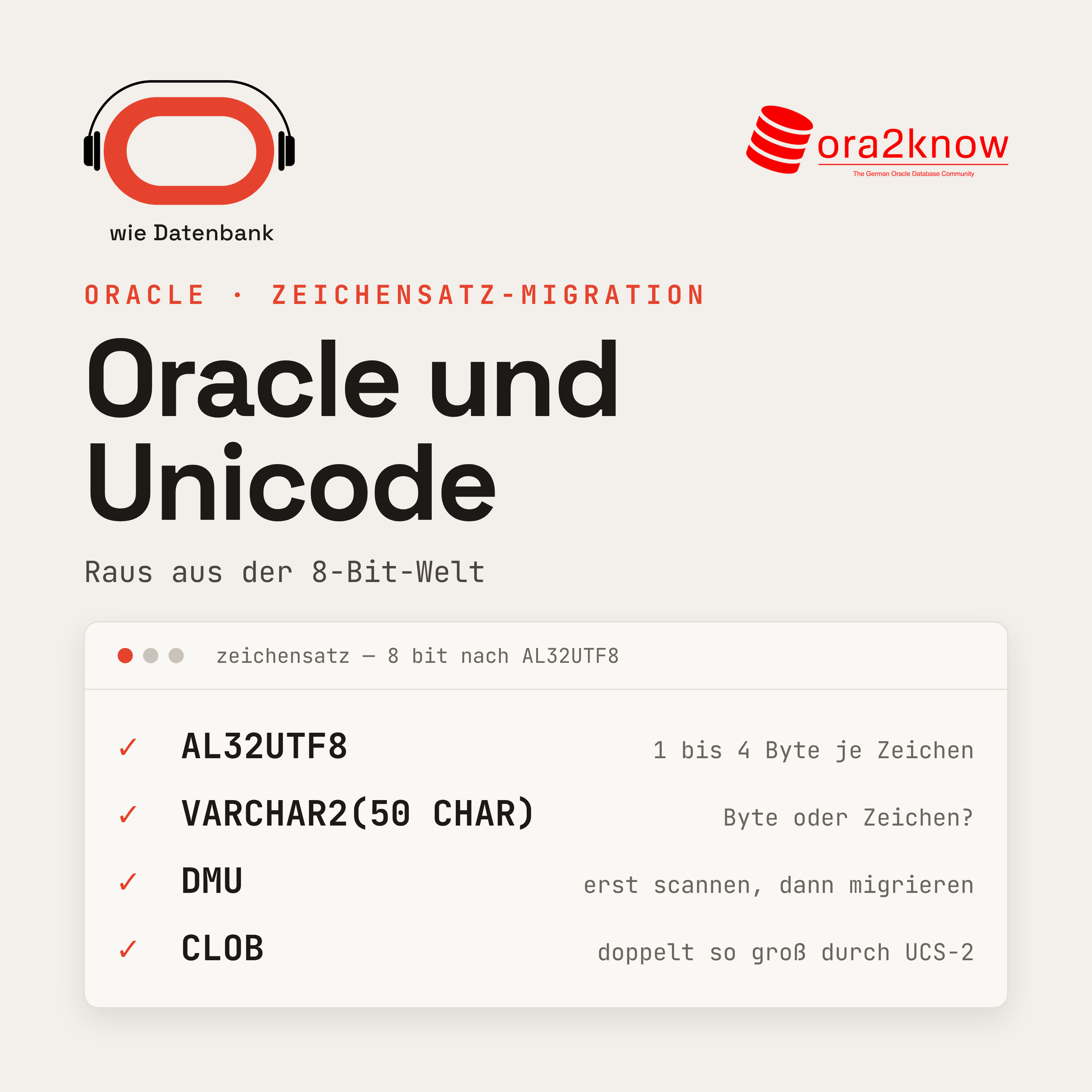 Folge 11: Oracle und Unicode – Raus aus der 8-Bit-Welt — Cover