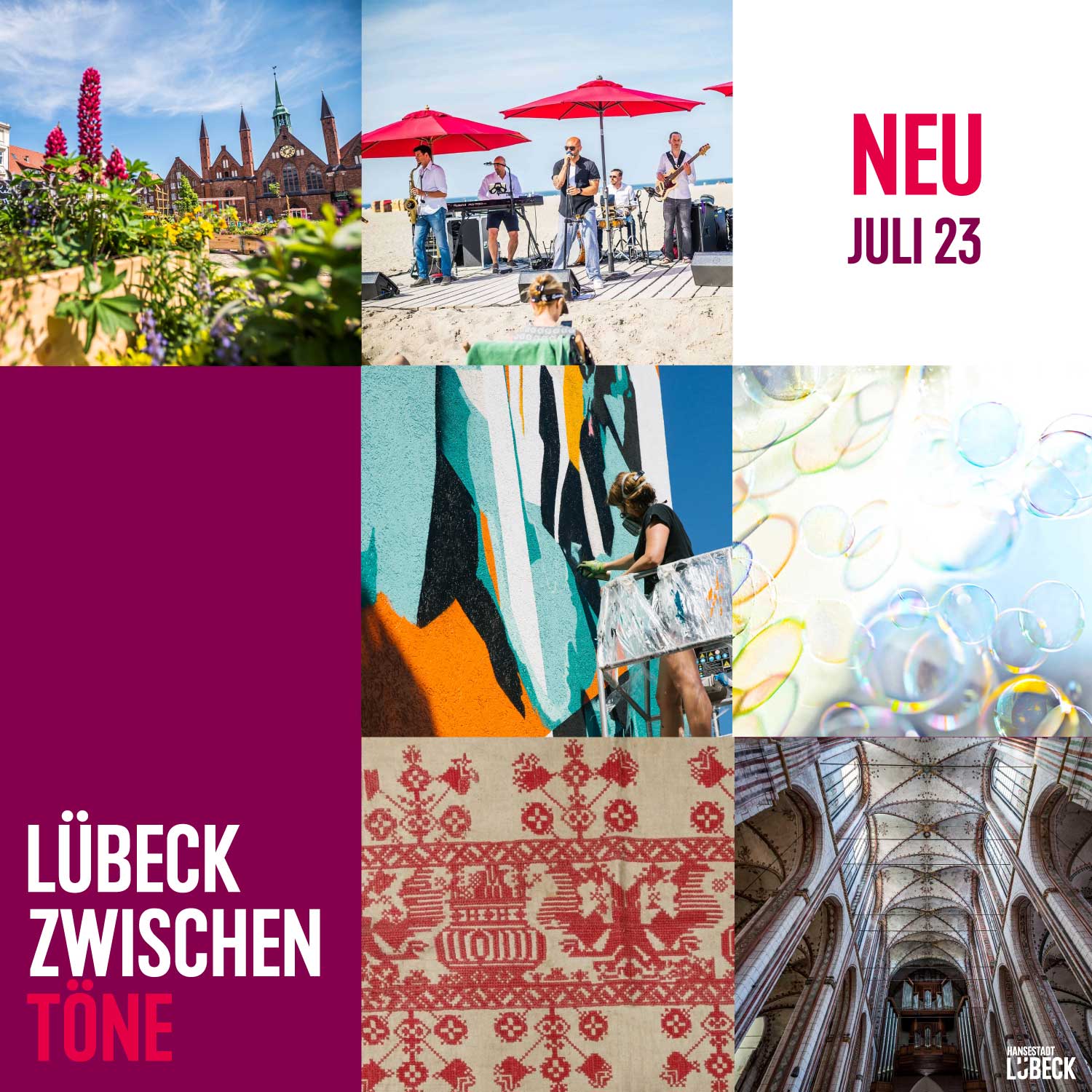 Klangbaden, Urban Art, Schöne Zukunft und Übergangswiesen im Juli in Lübeck