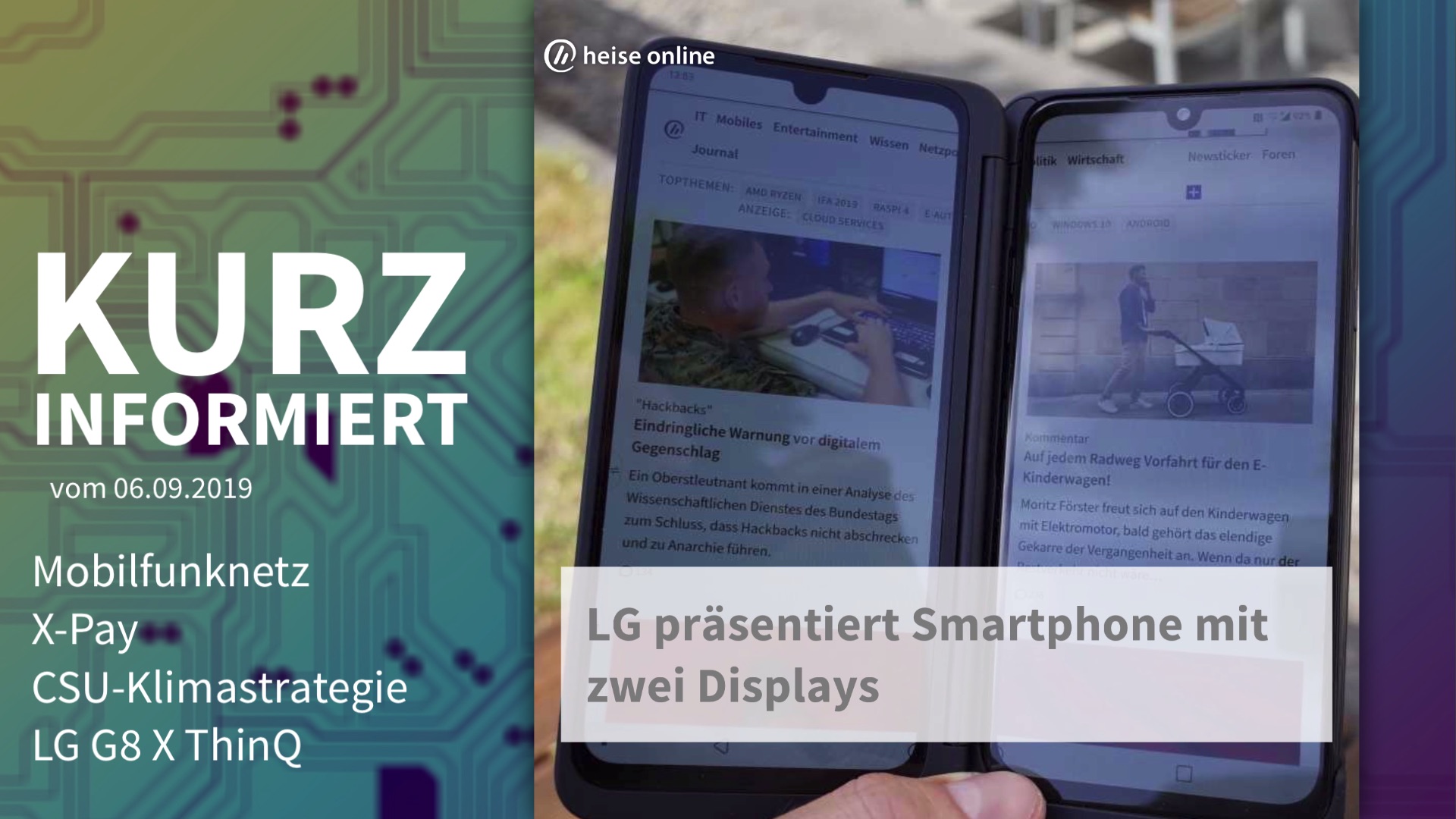 Mobilfunknetz, X-Pay, CSU-Klimastrategie, LG G8 X ThinQ | Kurz informiert vom 6.9.2019
