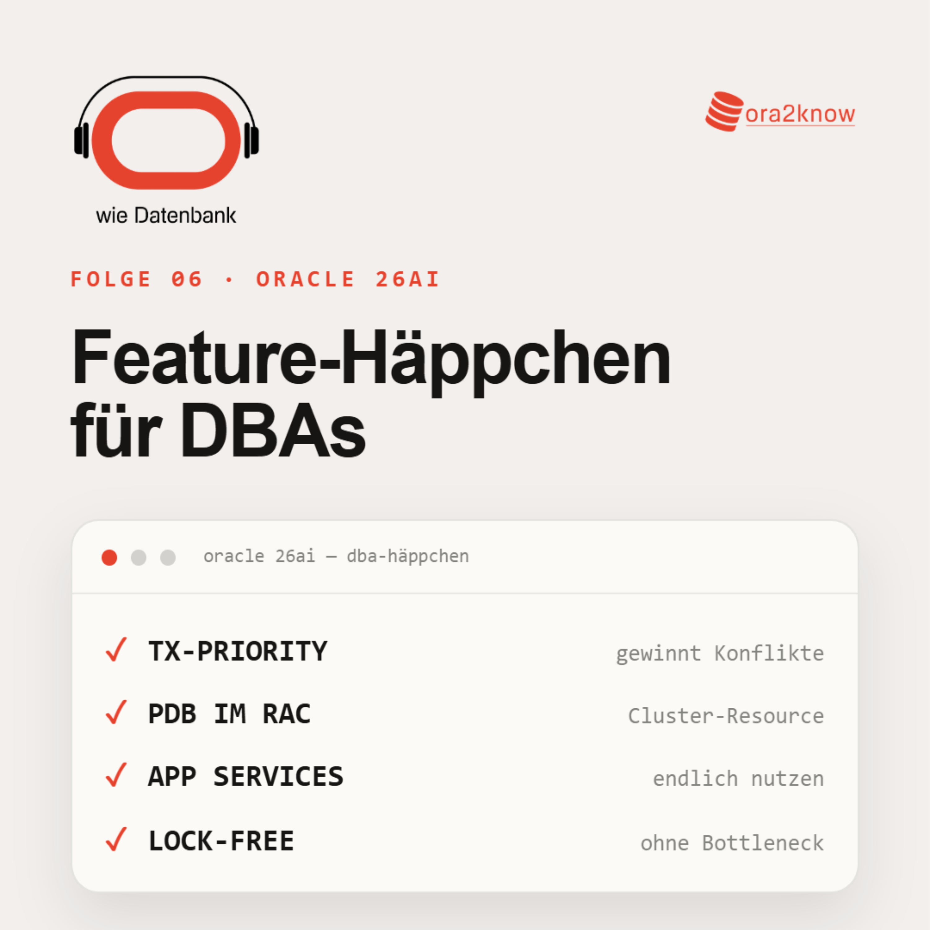 Folge 06: Oracle 26ai Feature Häppchen für DBAs — Cover