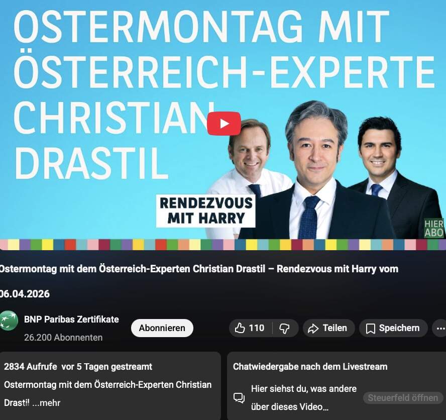 Als Österreich-Spezialist zum Rendezvous mit Harry Weygand: Audio-Spur zum Youtube-Ostermontag über ATX-Titel