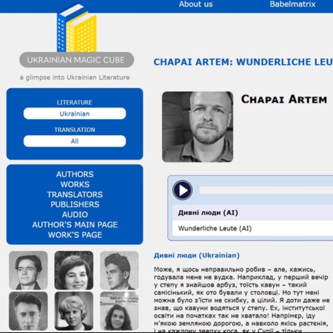 Podcast zum Werk Artem Chapai Wunderliche Leute
