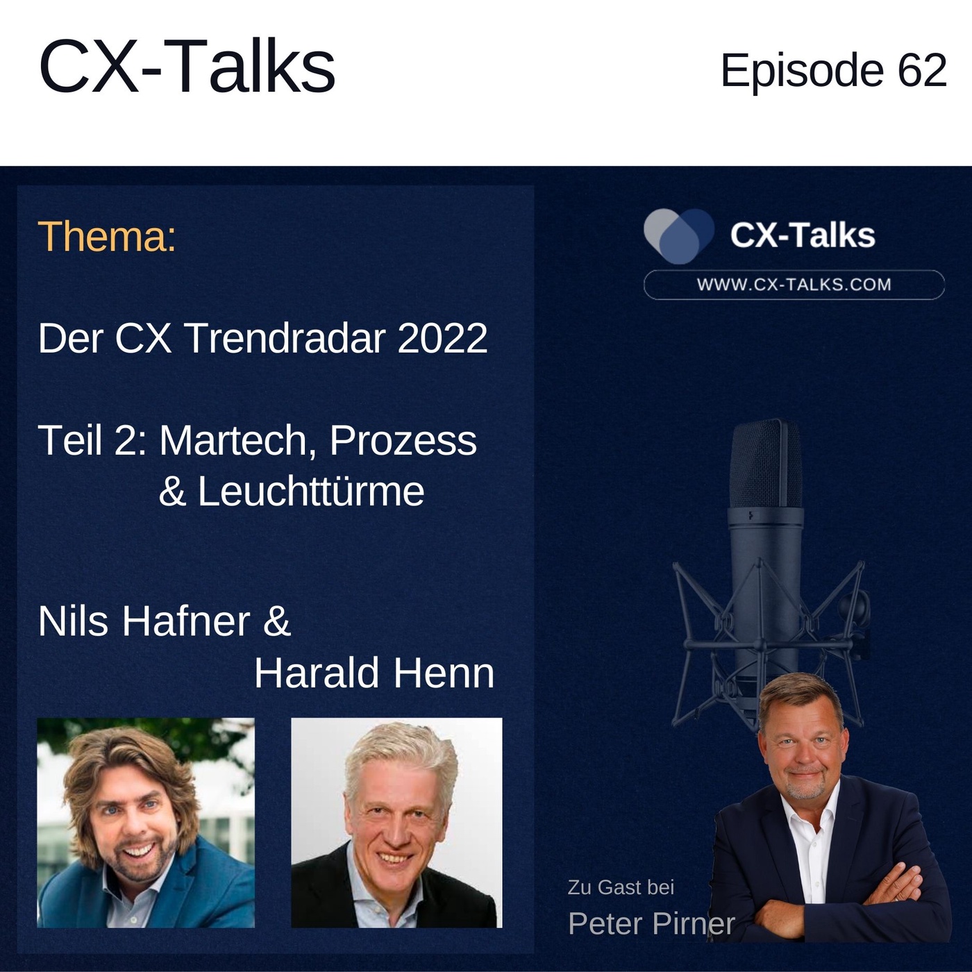 #62 CEX Trendradar 2022 Teil 2: Martech, Process, Leuchttürme. Nils Hafner (Hochschule Luzern) und Harald Henn (Marketing Resultant) mit Peter Pirner