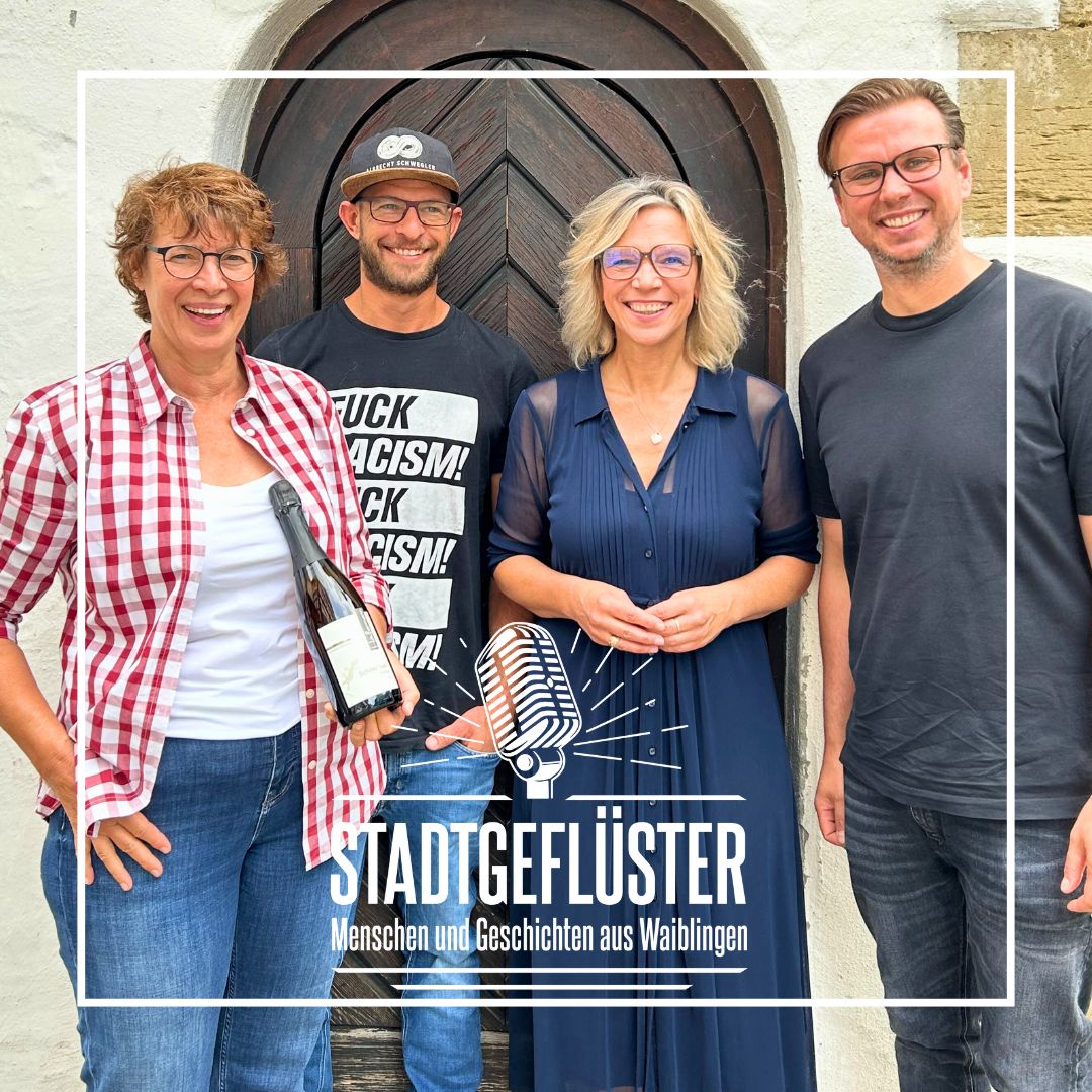 Mit den Waiblinger Winzern Marlene Häußermann, Aaron Schwegler und Jens Zimmerle.