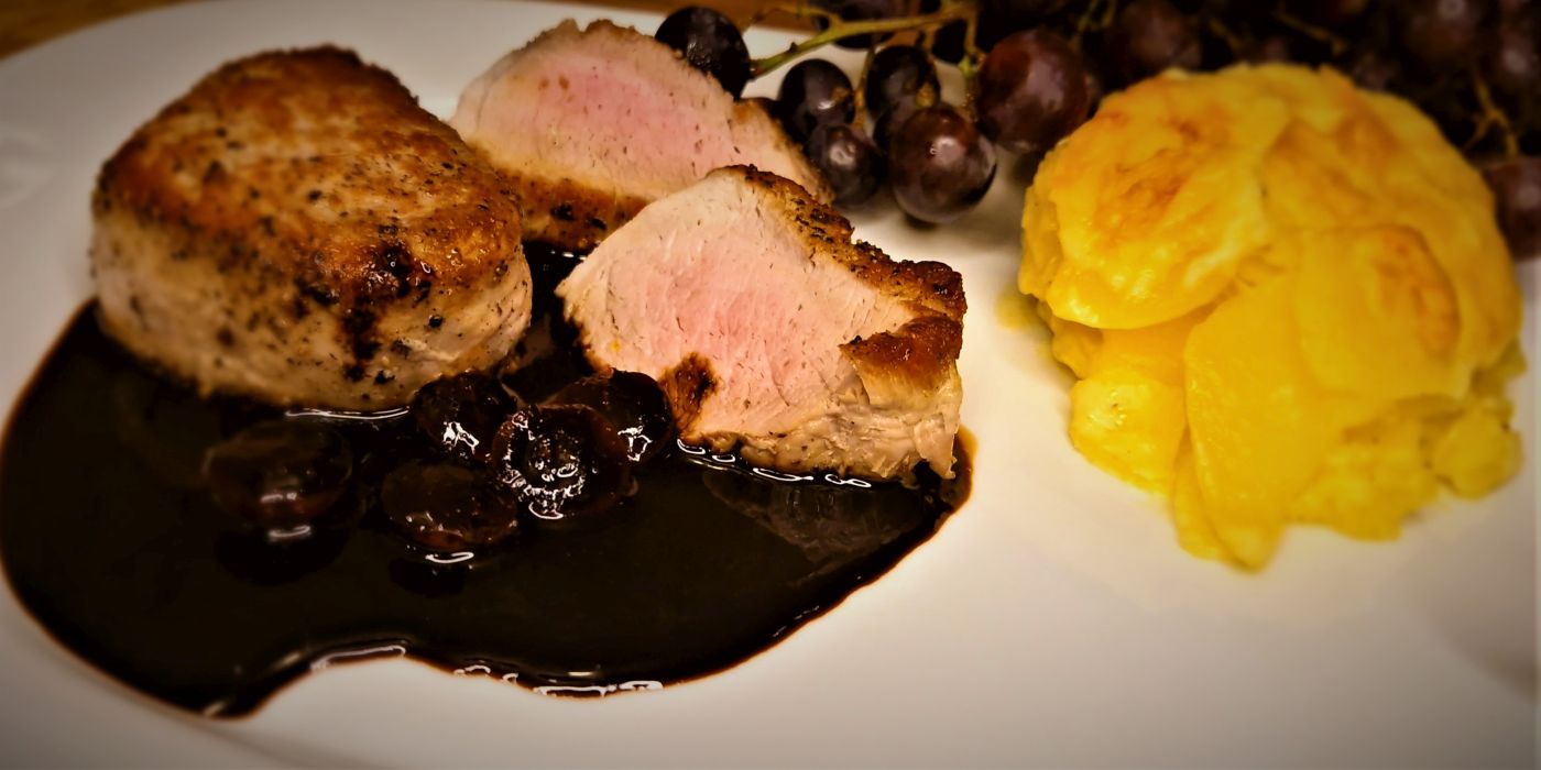 Folge 99 - Schweinefilet mit Balsamico-Traubensauce und Kartoffelgratin