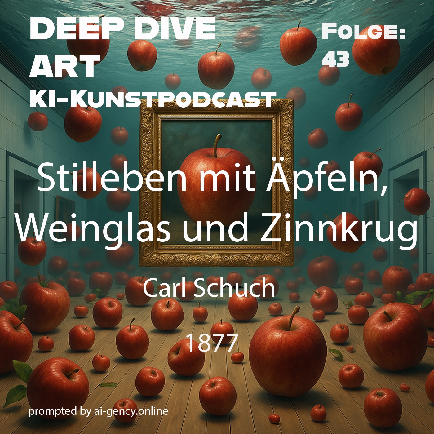 Stilleben mit Äpfeln, Weinglas und Zinnkrug // Carl Schuch