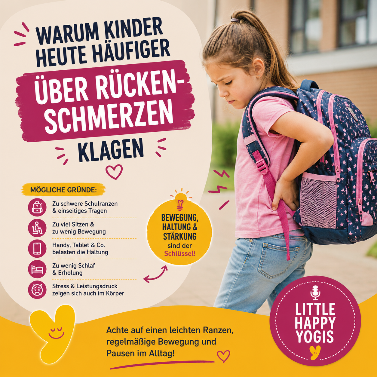 Warum Kinder heute häufiger über Rückenschmerzen klagen