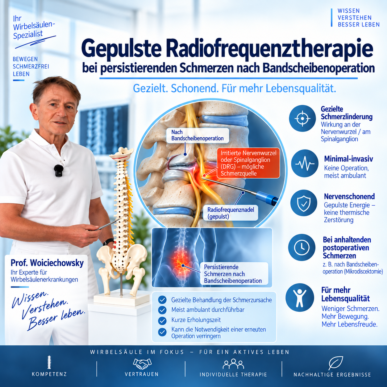 Dauerschmerzen nach einer Bandscheibenoperation - Gepulste Radiofrequenztherapie kann helfen