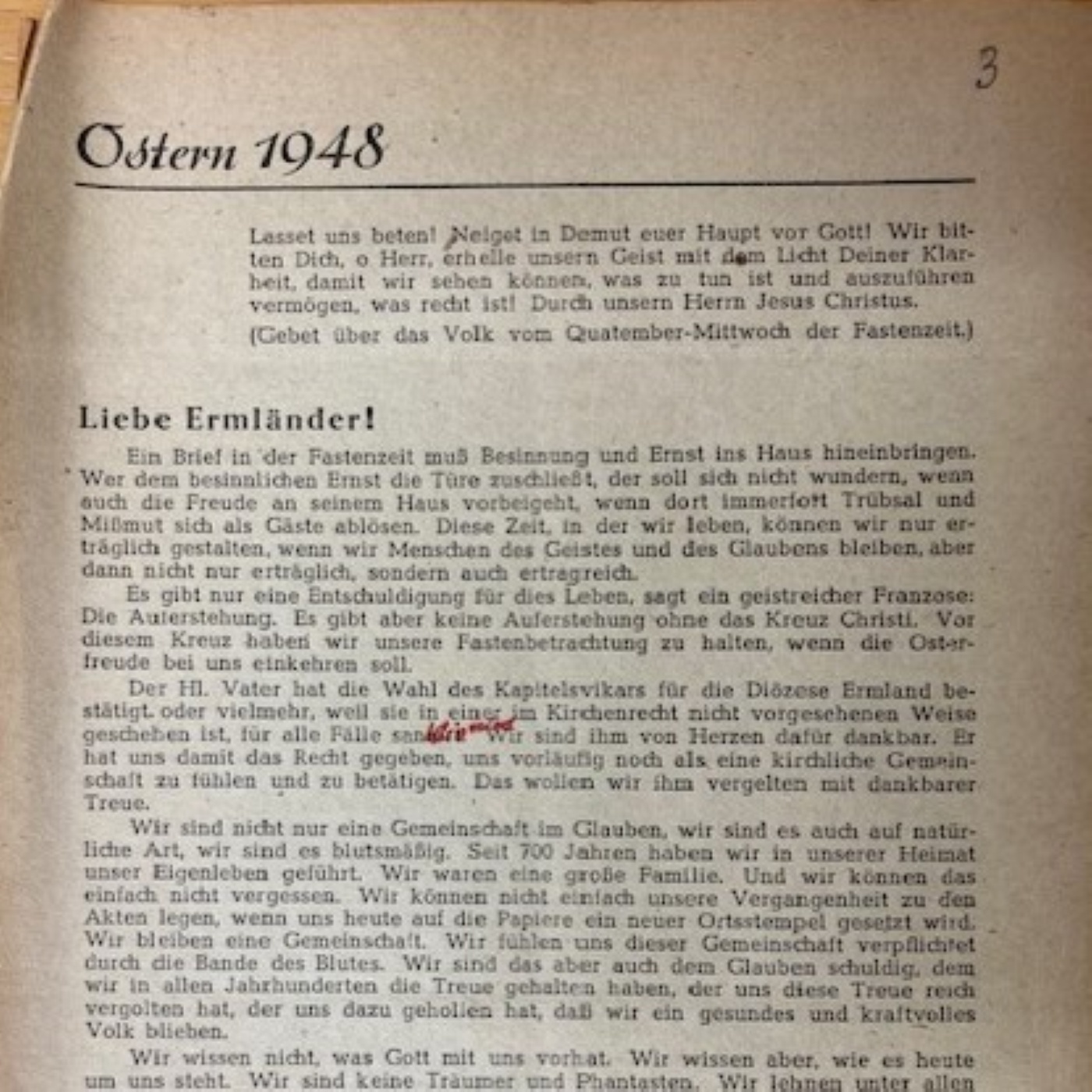 Y-147: Osterbrief an die Ermlandfamilie (1948)