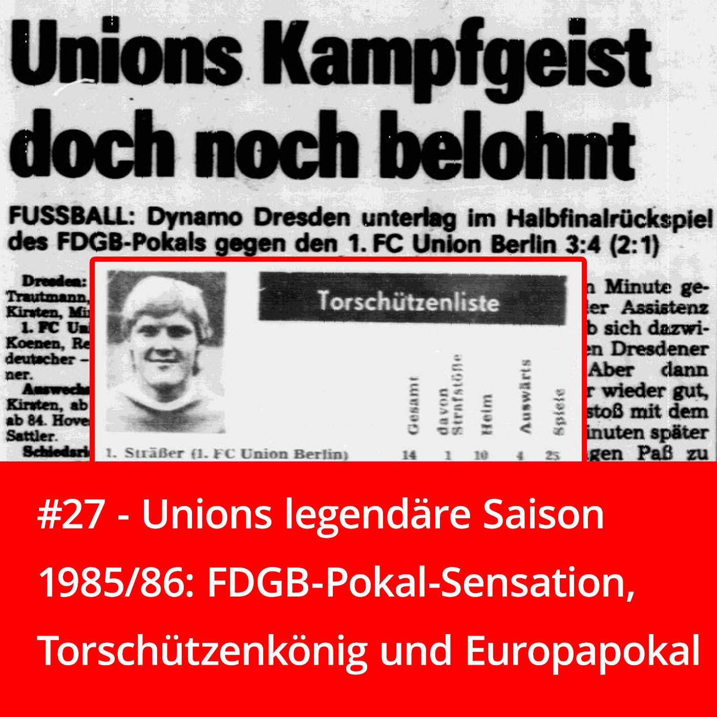 #27 – Unions legendäre Saison 1985/86: FDGB- Pokal-Sensation, Torschützenkönig und Europapokal