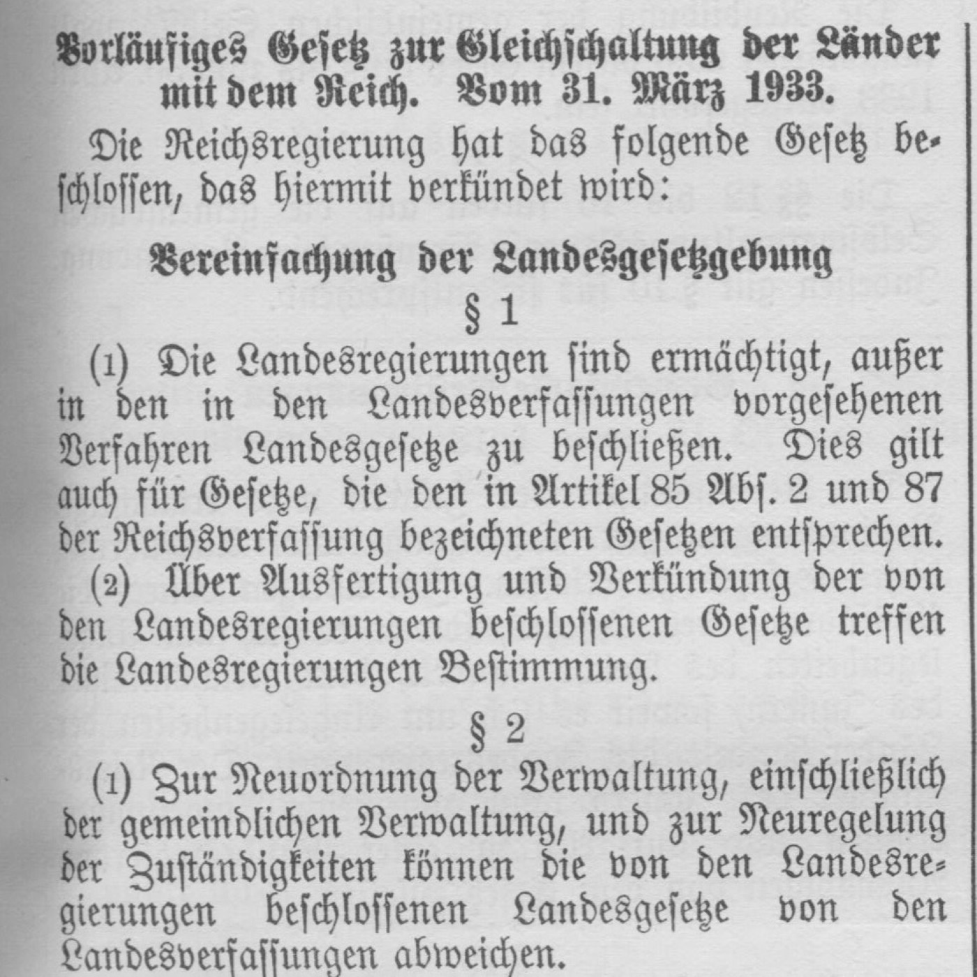 R-014: Die Gleichschaltung der Länder im 