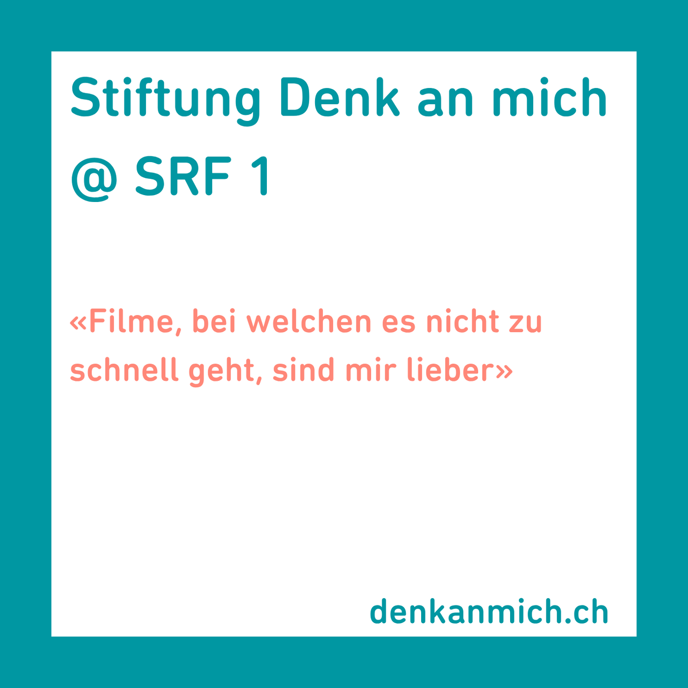 «Filme, bei welchen es nicht zu schnell geht, sind mir lieber»