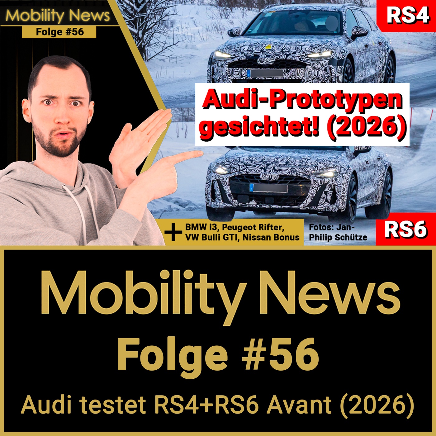 Audi-Erlkönige (2026) im Wintertest: S4, RS4, RS6 & RS6 Sportback e-tron | Mobility News #56