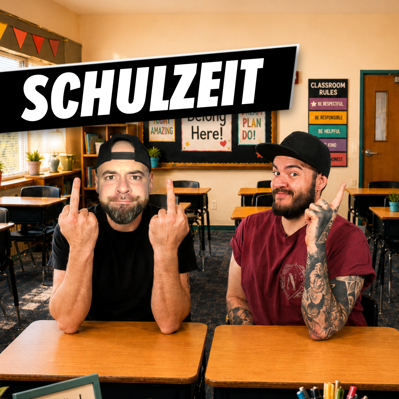 Wir waren in der Schule und haben nichts gelernt, doch heute haben wir ein Affen und ein Pferd.