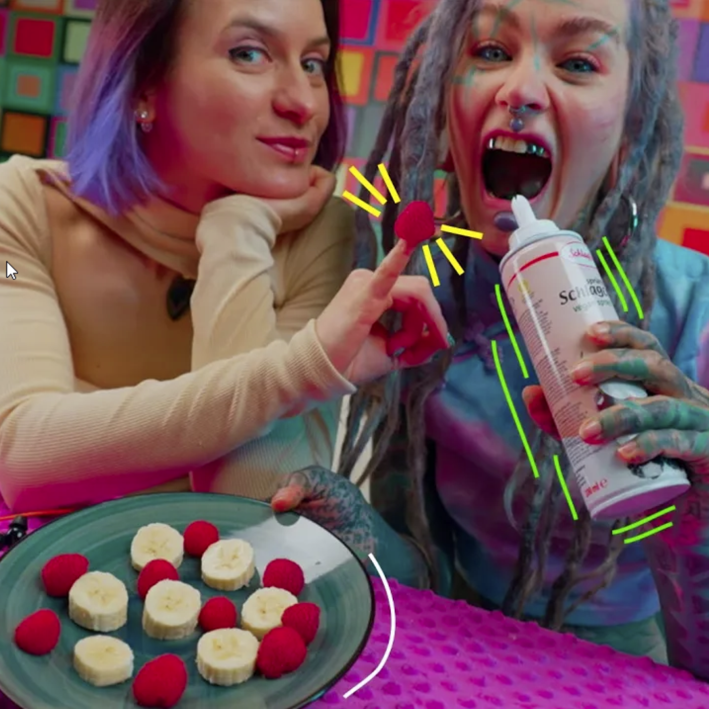 Anuskatzz and Miss Flora Whipped cream ASMR Eating // relaxing food sound (sweet candy mukbang)